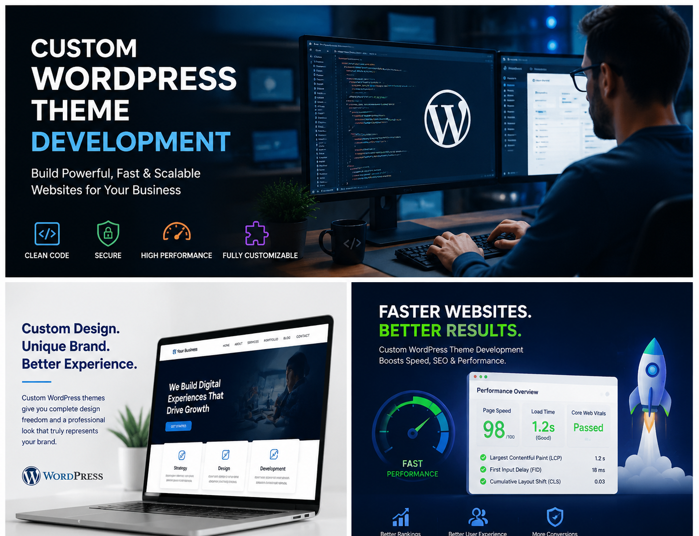 Custom WordPress Theme Development for Enterprise Businesses – Web Development, Performance, and Design